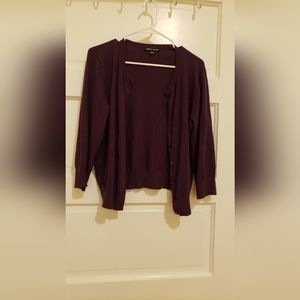 Eggplant Purple Cable & Gauge Button up Cardigan